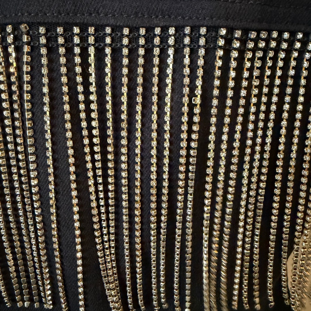 Scully Black Denim Jacket with Rhinestone Fringe - Picture 3 of 7